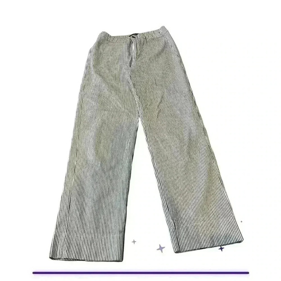 brandy melville high Rise gray Tan white striped tilden elasticize pants - Picture 1 of 9